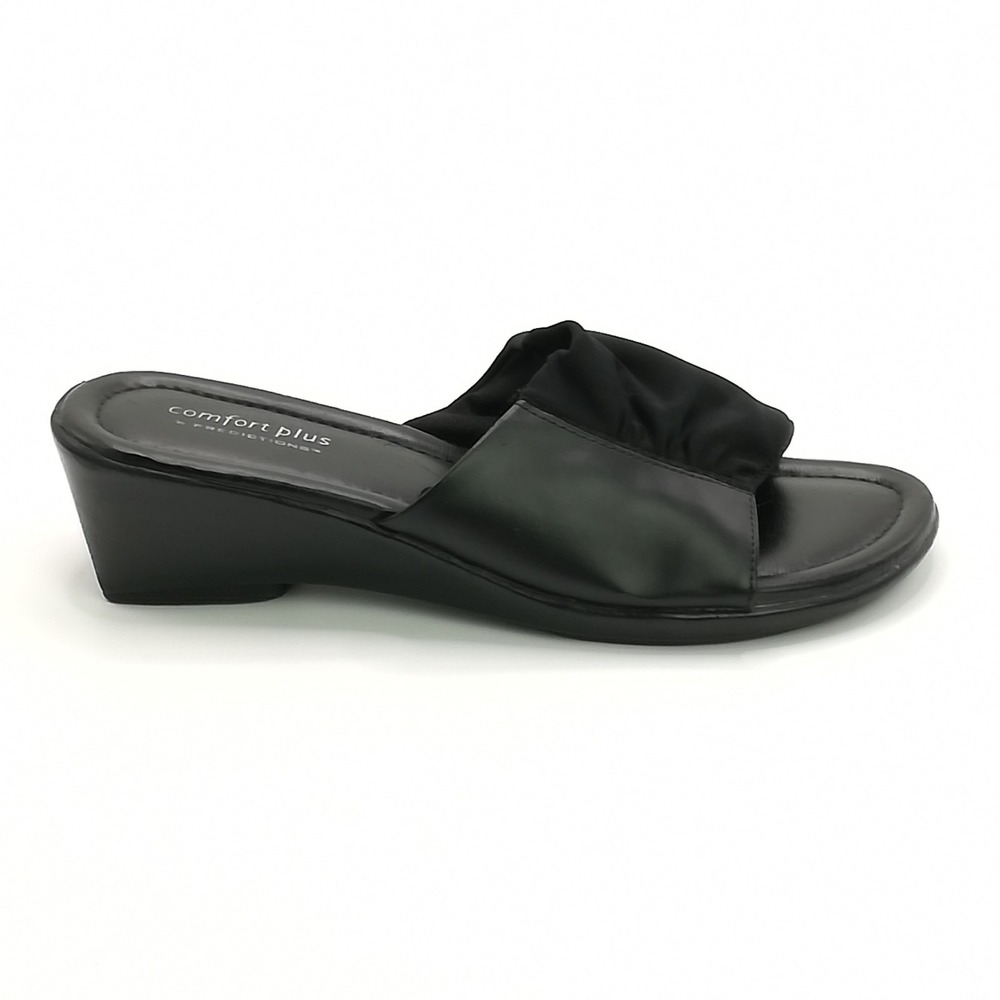 Comfort Plus Predictions Shoes Womens Sandals Slide Wedge Black Wide‎ 8W